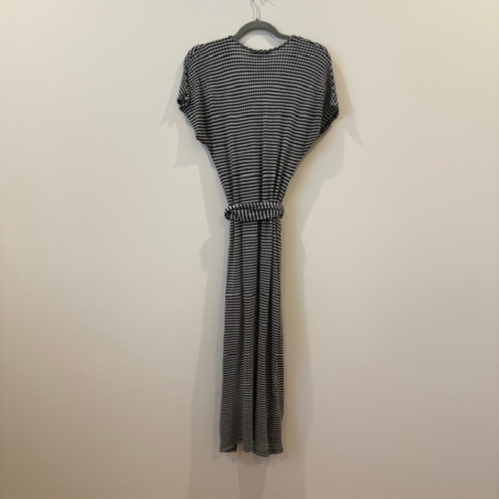 Amour Vert Navy & Gray Knit Wrap Tie Midi Dress Sustainable | Size S - Picture 9 of 10